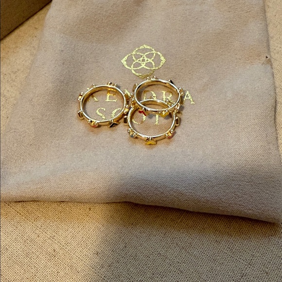 Nwot Kendra Scott Haven Heart ring set gold red blue black jewelry size 7 - Picture 4 of 6